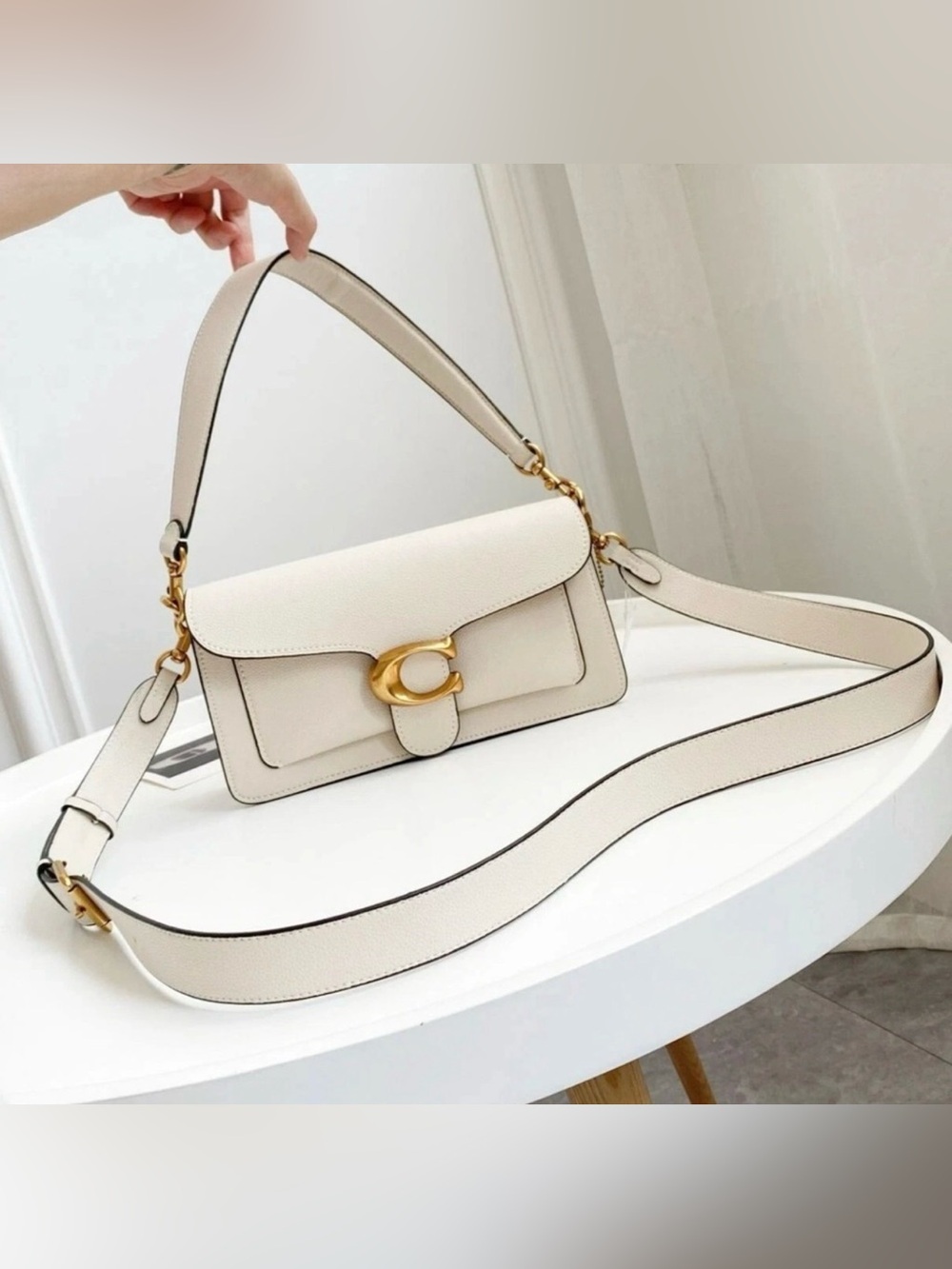 COACH 73995 Crossbody TABBY SHOULDER BAG 26 Handbag 2WAY Chalk White Leather - Picture 12 of 13